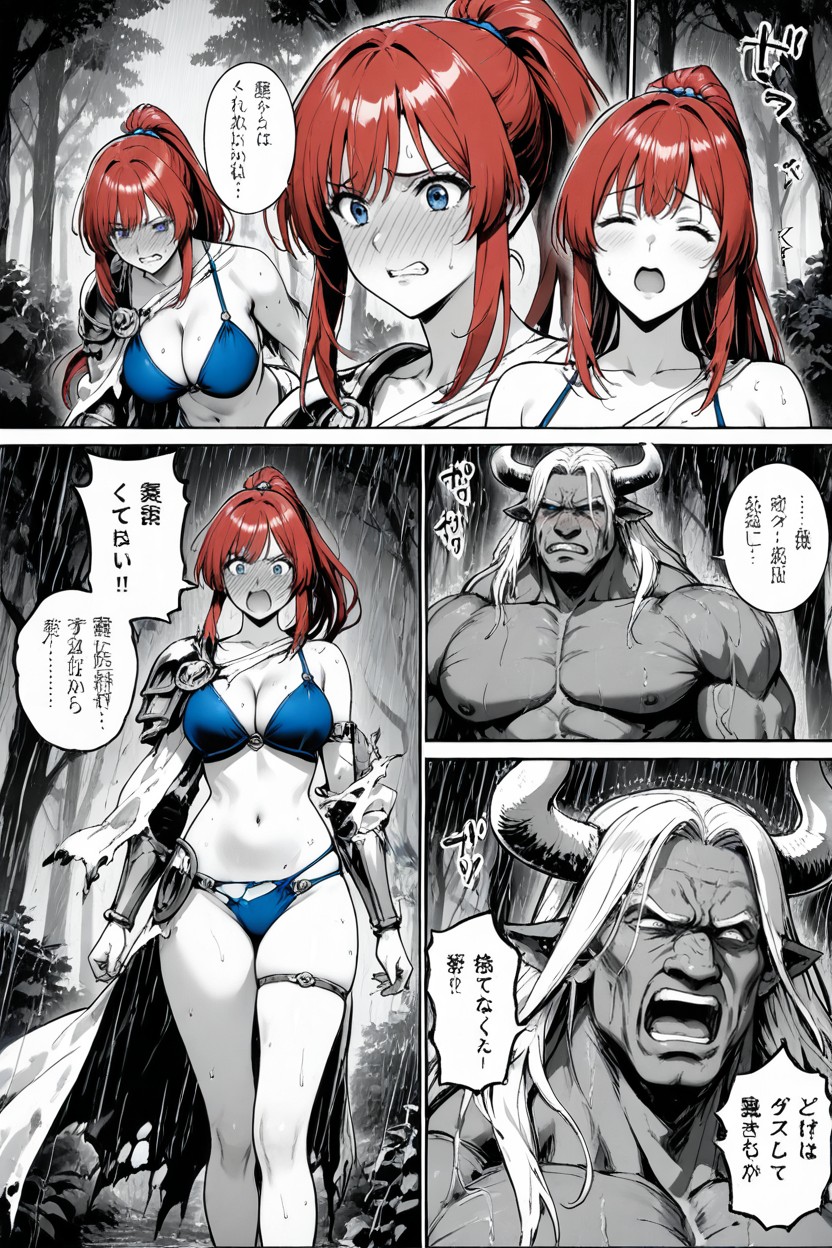 Removing Panties, Parted Slightly To The Side, Minotaur Has A Gigantic Hyper Cock Hentai AI Porn