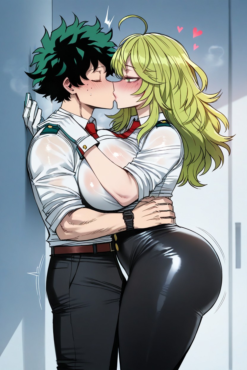 Rounded Breast, Voluptuous, Kissing Izuku Midoriya Hentai AI Porn