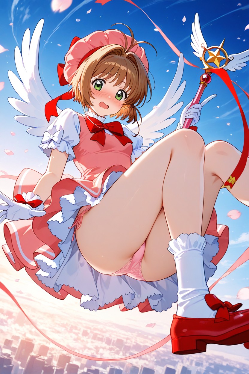 And Wings, Exposed Pink Panties, Large Wind Gust Hentai AI Porn