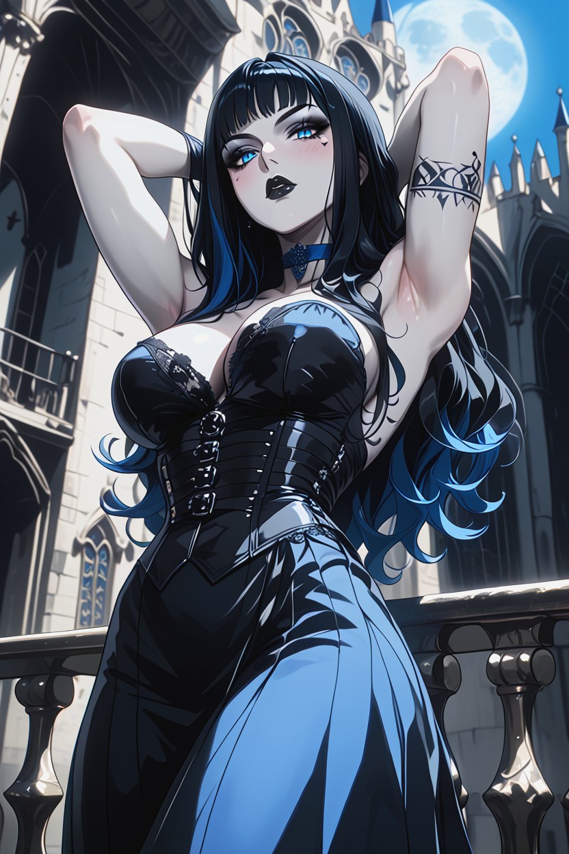 Black Lips, One Hand Resting On The Railing, 18+ Hentai AI Porn