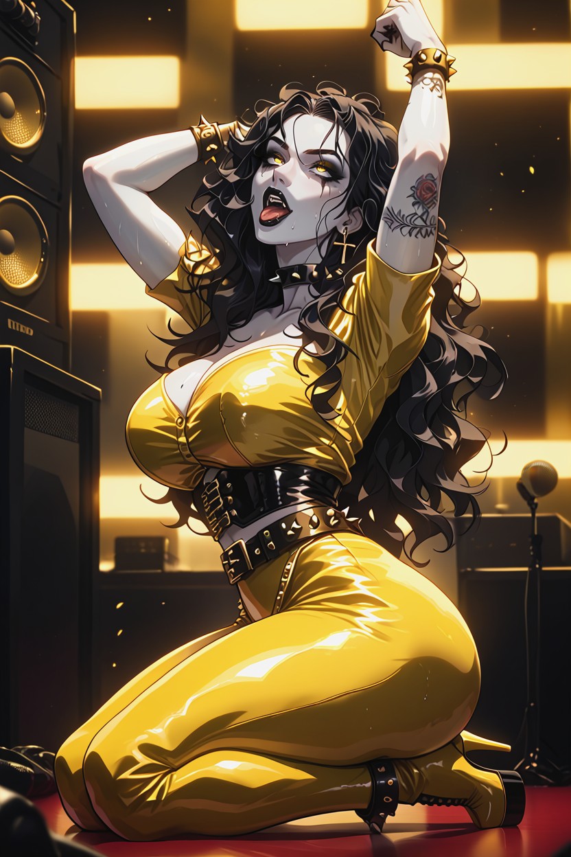 Arms Up, Massive Ass, Holding An Electric Guitar Pose Hentai AI Porn