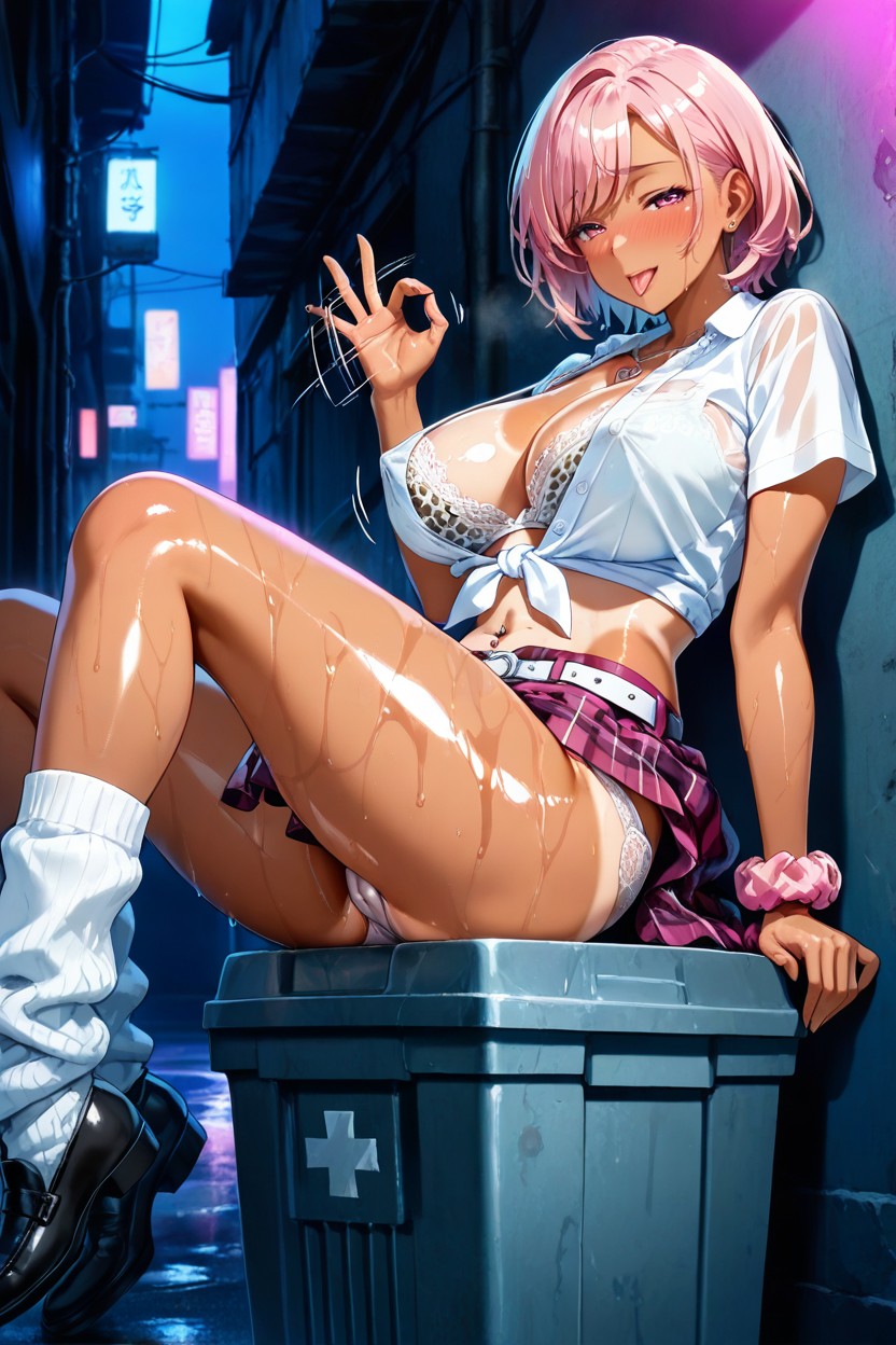 Japanese, Black Leather Penny Loafers, Trhighoubled Face Hentai AI Porn