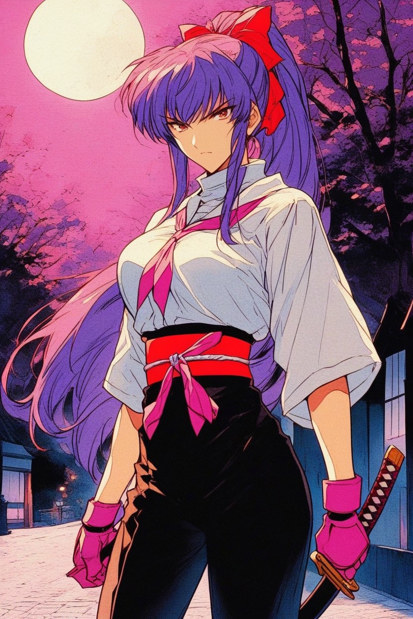 Rich Colors, Black Leggings, Shiny Pink Gauntlets Hentai AI Porn