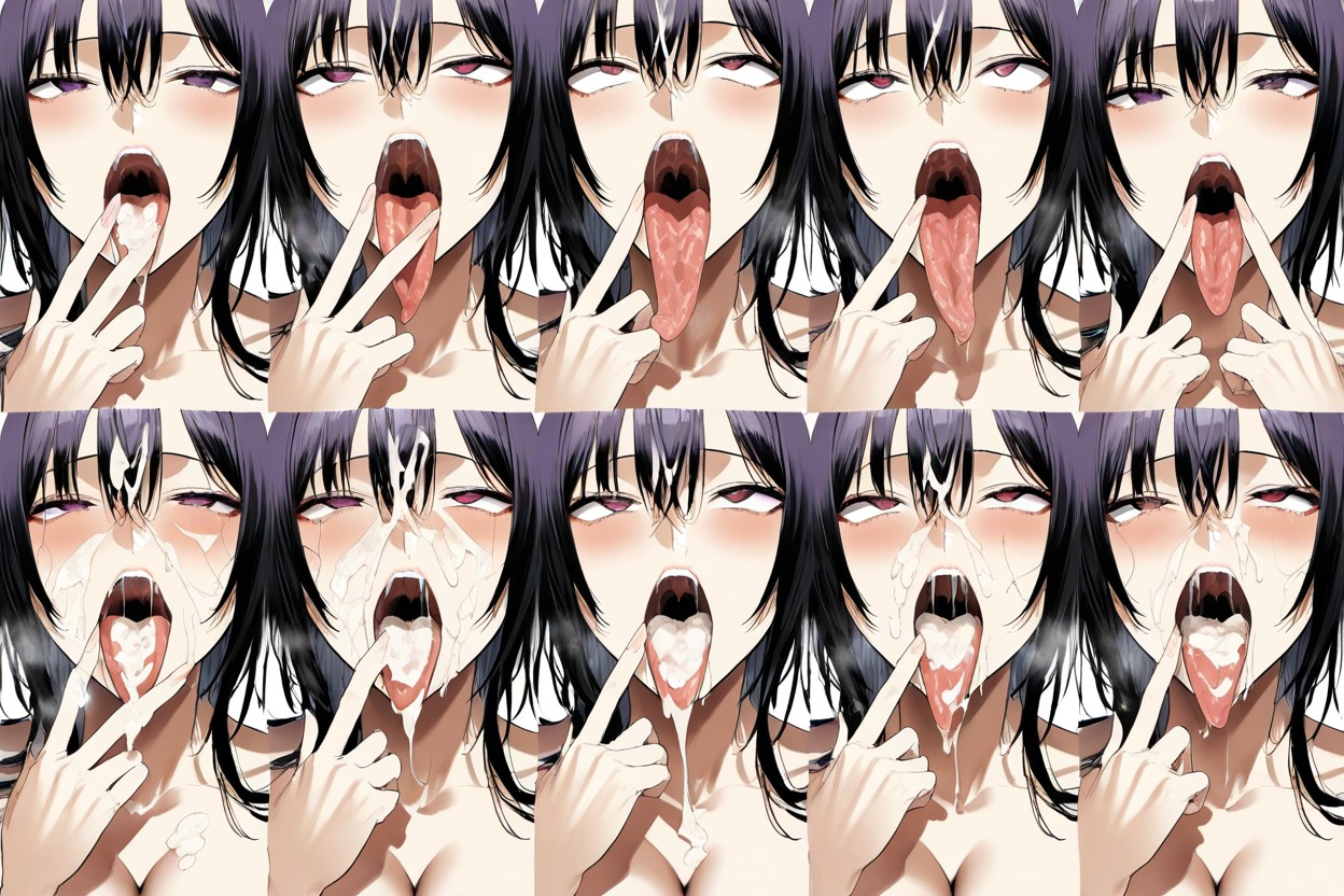 Bukkake, Cum Exploding From Her Mouth, Sadcrying Hentai AI Porn