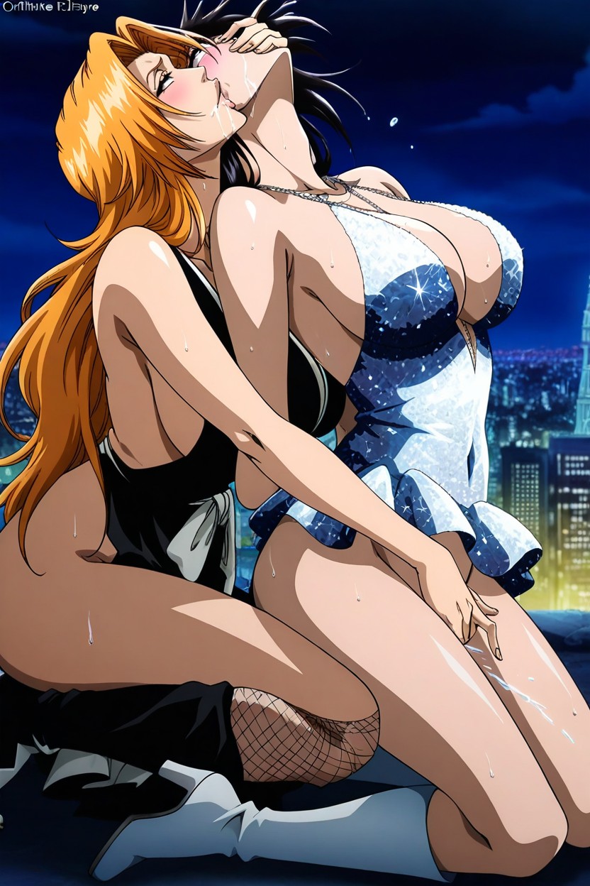 Orihime Inoue From Bleach, Grabbing Mouth From Behind, Sucking Her Neck From Behind Hentai AI Porn