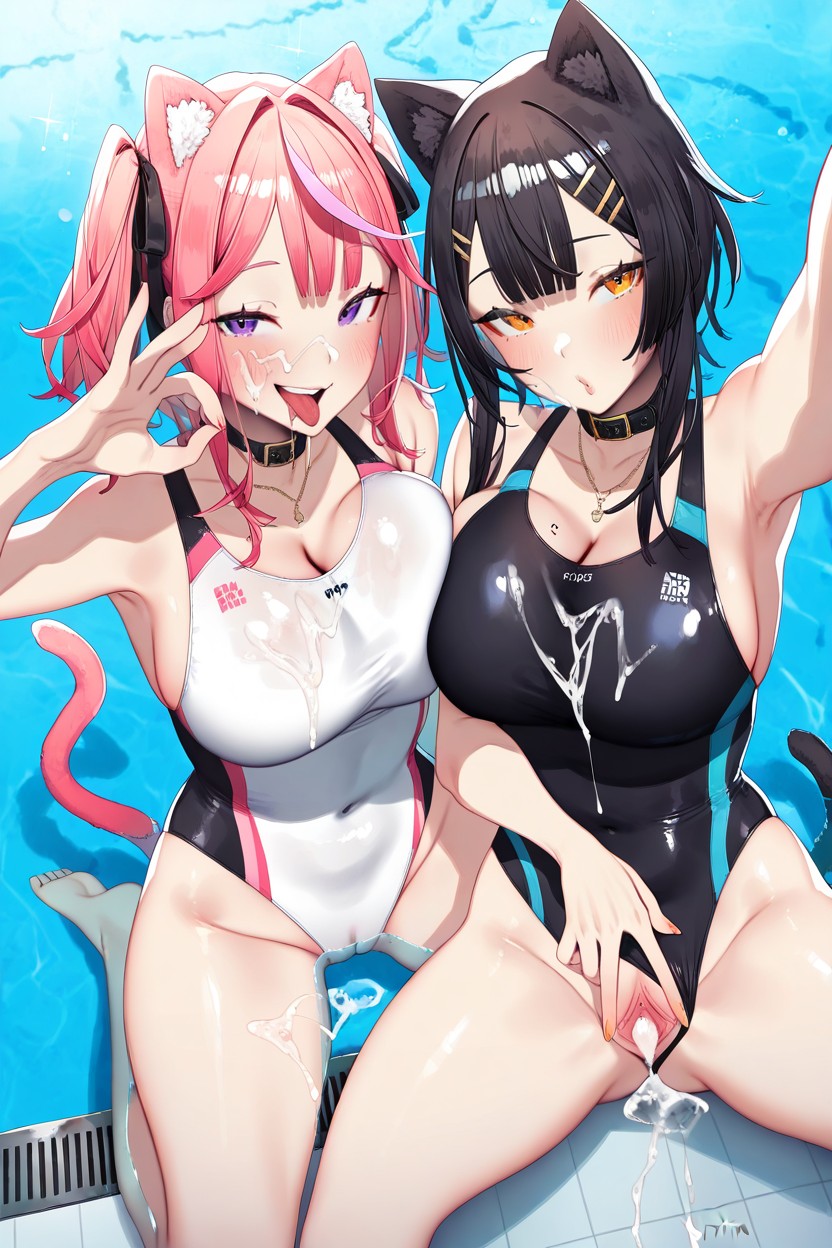 Sport Swimsuit, Pool Background, Spread Pussy Hentai AI Porn