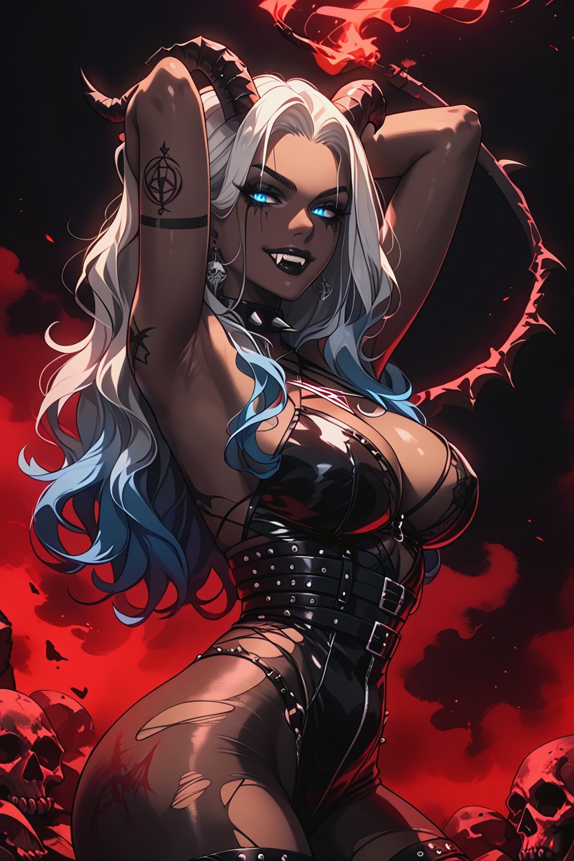 Black Lips, Black Fishnet Bodystocking, Ripped Red Vinyl Hentai AI Porn