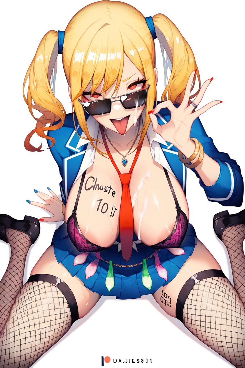Seductive Gesture, Blonde Hair, Twintail Woman On Right Hentai AI Porn
