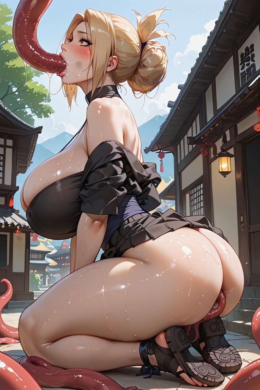 Throat Bulge, Tentacle Erupting From Her Mouth, Extremely Large Ass Hentai AI Porn
