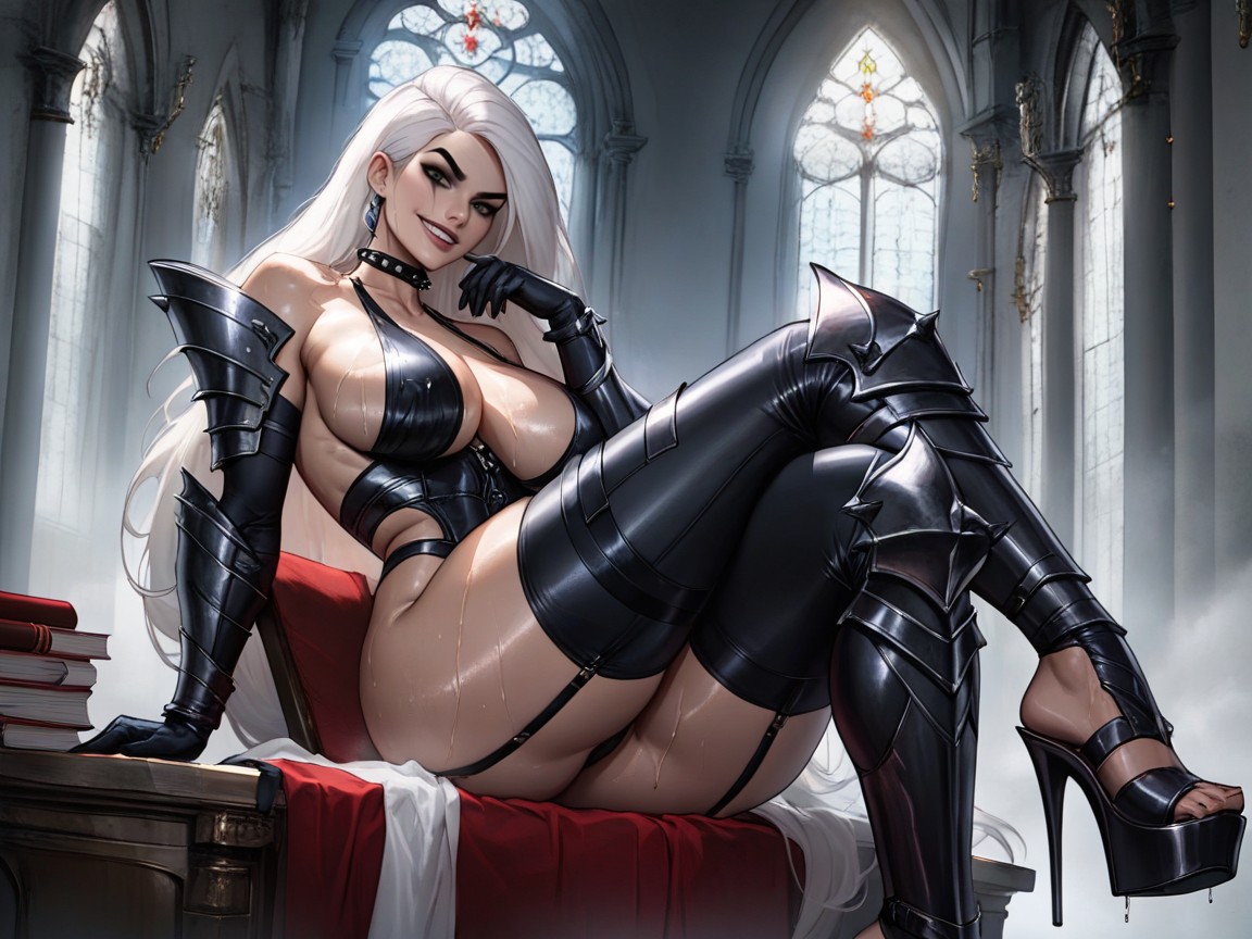 Goth Makeup, Spiked Armor, Oiled Skin Hentai AI Porn