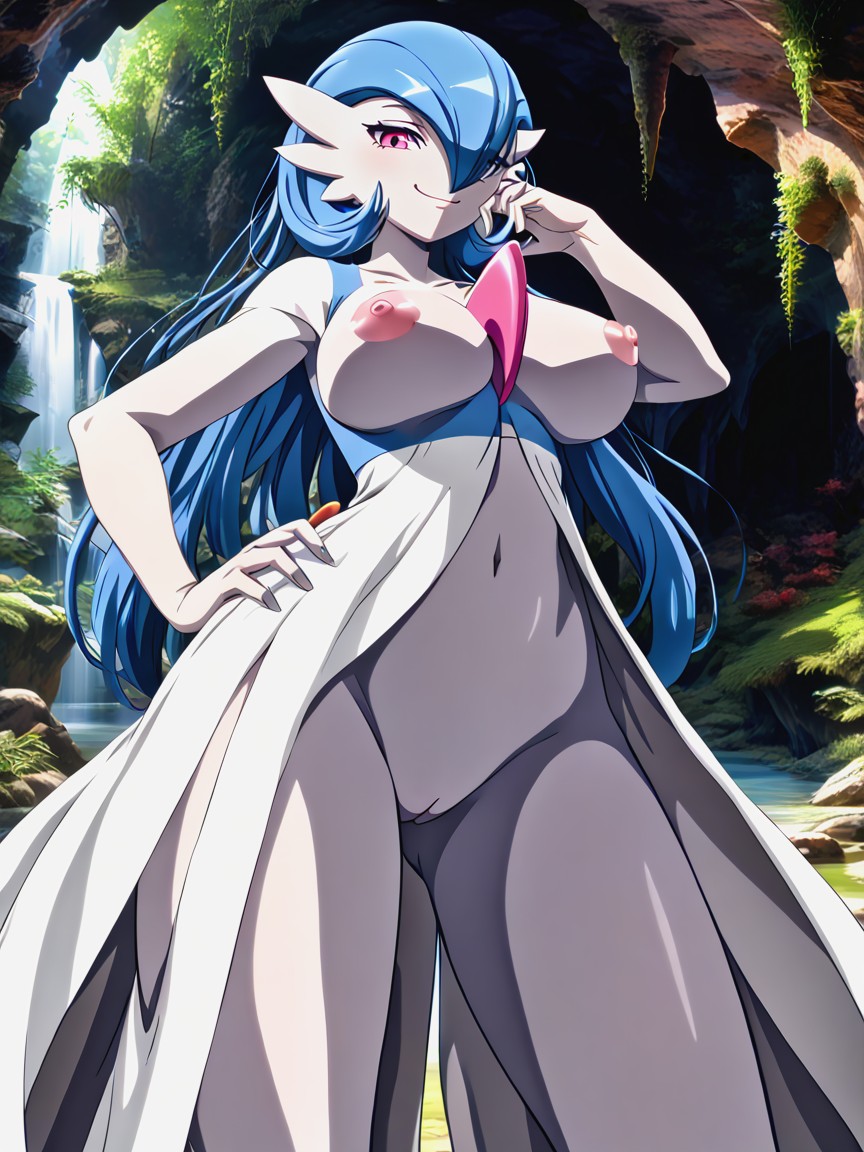 Fully Nude, One Person, Blue Hair Hentai AI Porn