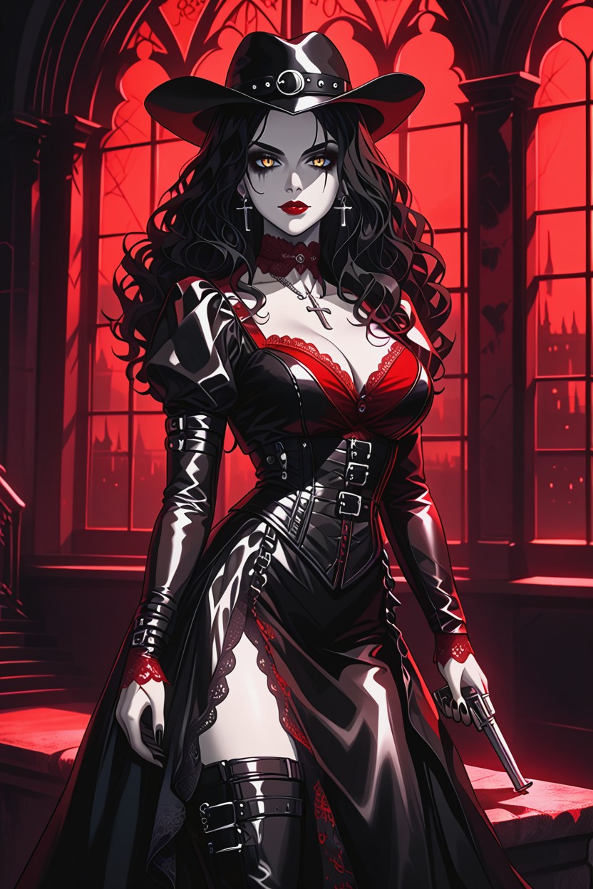 Platform High Heels Boots, Stylized, Revealing Her Her Expression Is Sultry Hentai AI Porn
