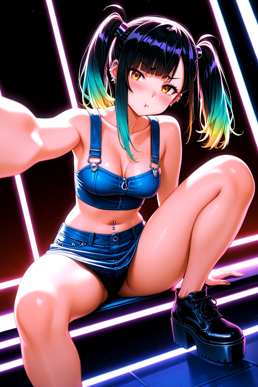Solo, Asymmetrical Hair, Purple Hentai AI Porn