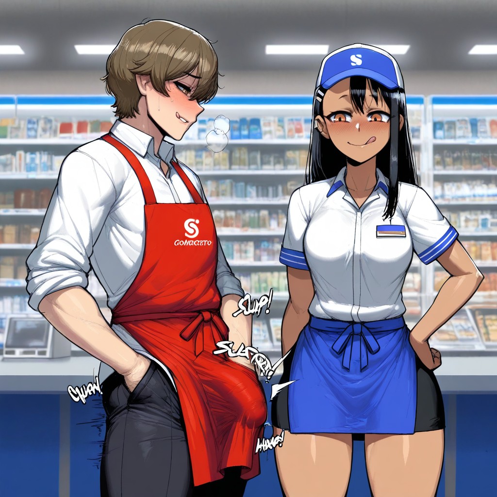 Checkout Counter, Hand In Pants, Comic Panel Hentai AI Porn