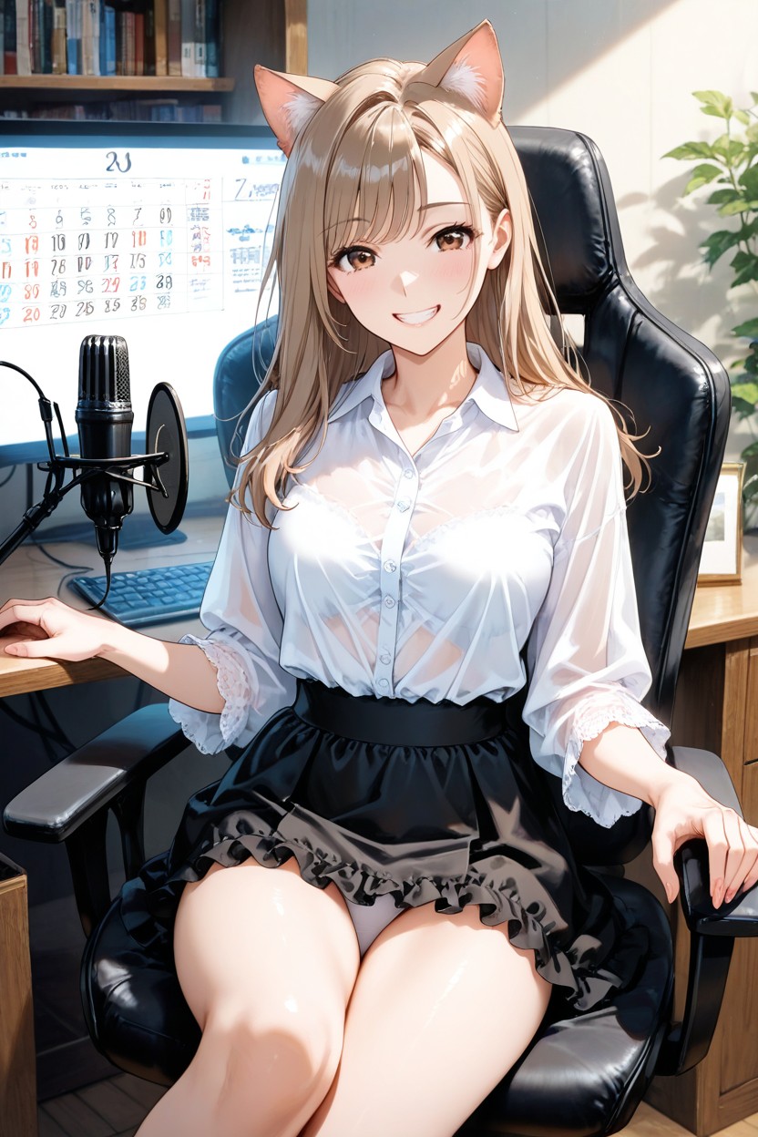 Beautiful Toned Legs, See-through Bangs, Shoulder-length Hair Hentai AI Porn
