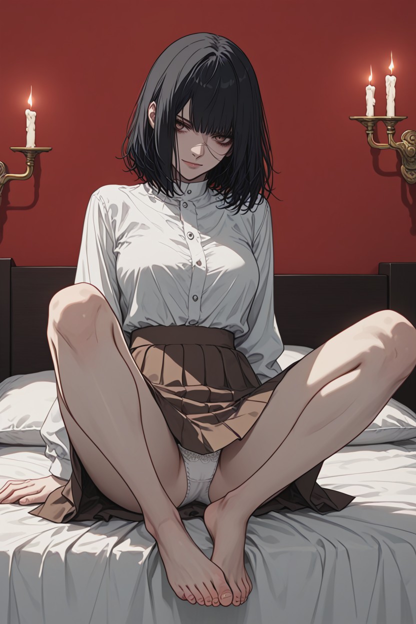 Slightly Layered, Candle, Clean Hairline Hentai AI Porn