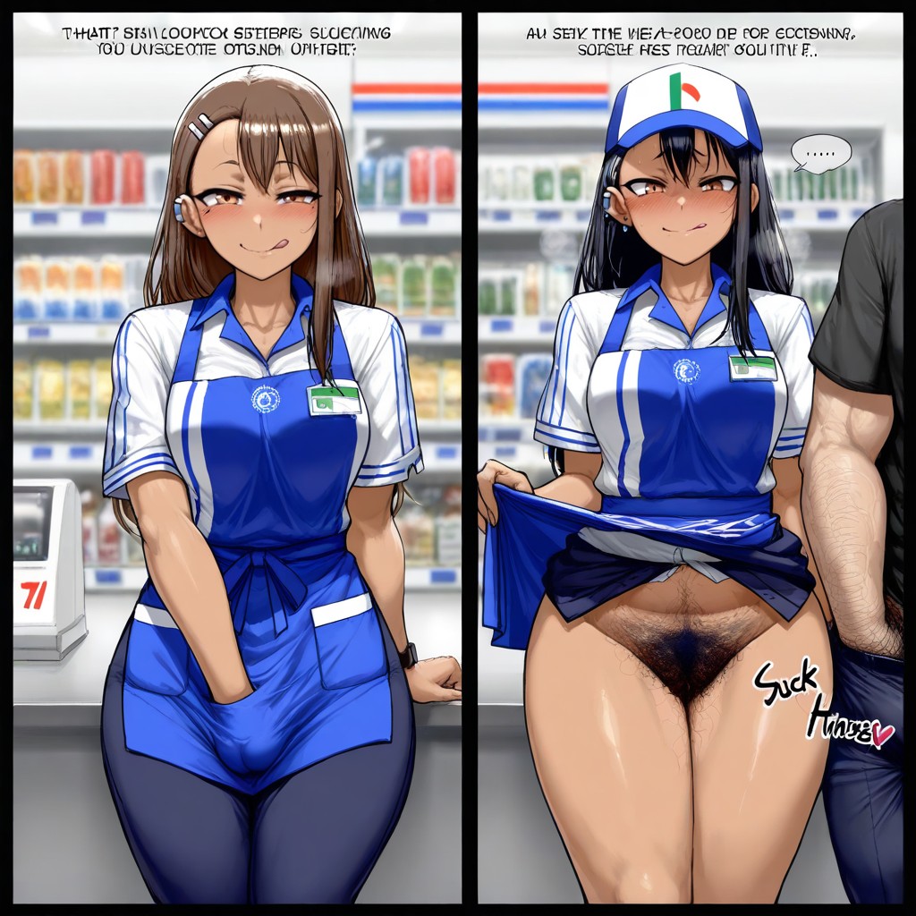 Cock Bulge, In Convenience Store, Excessive Pubic Hair Hentai AI Porn