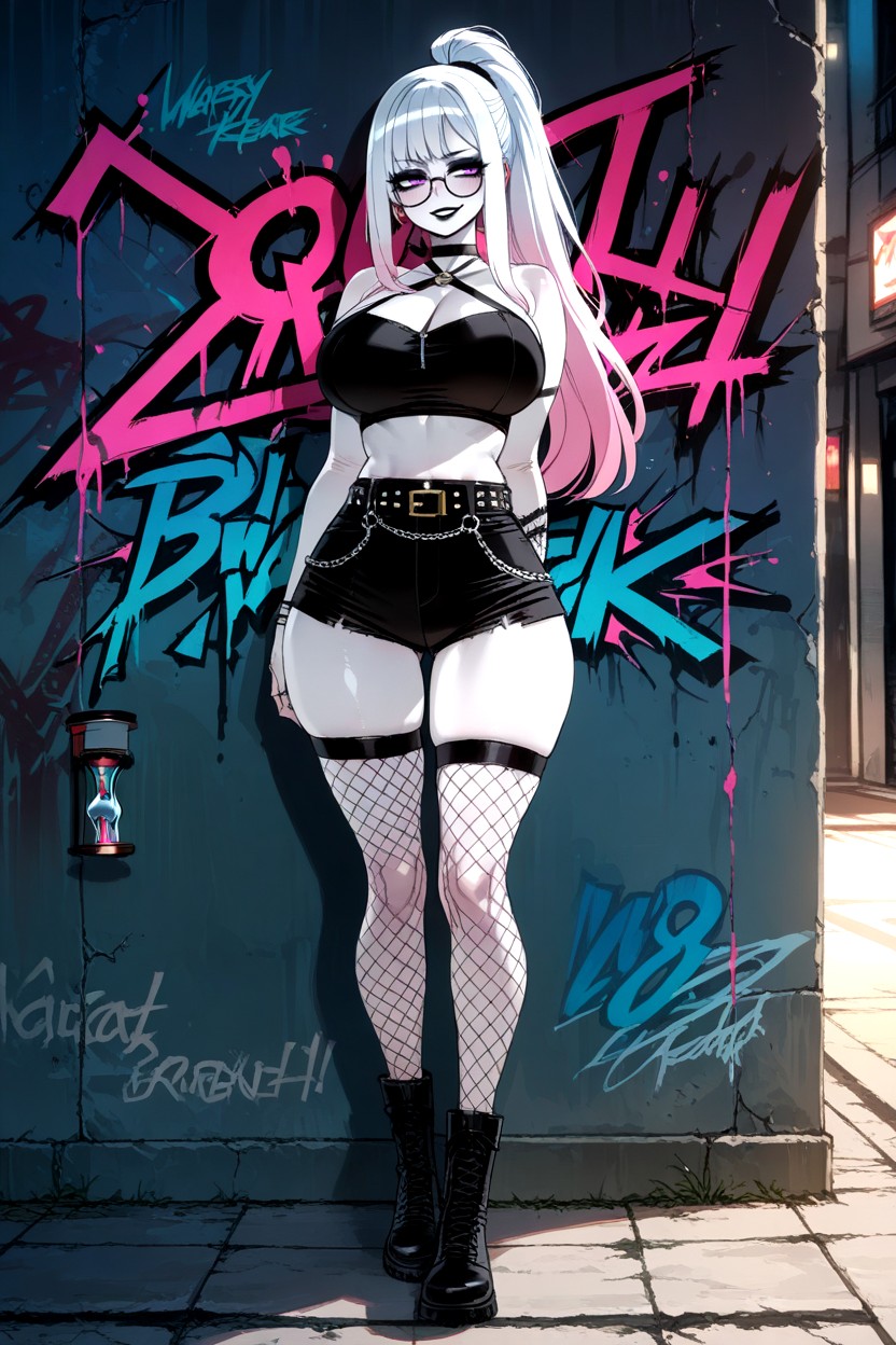 Thick Eyelashes, Belt, Grinning Hentai AI Porn