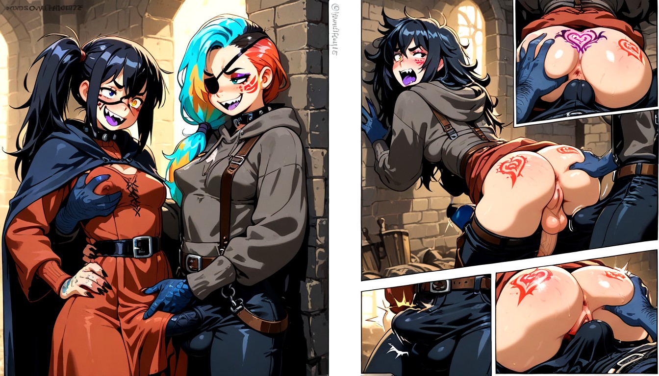 Groping From Behind, Futanari, Womb Tattoo Hentai AI Porn