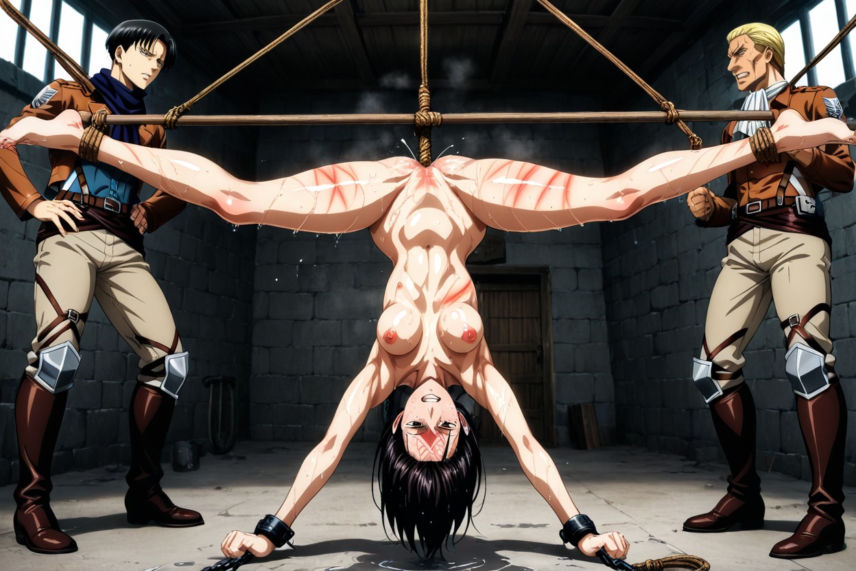 Mikasa Hanging Upside Down, Whipping, Suspension Hentai AI Porn
