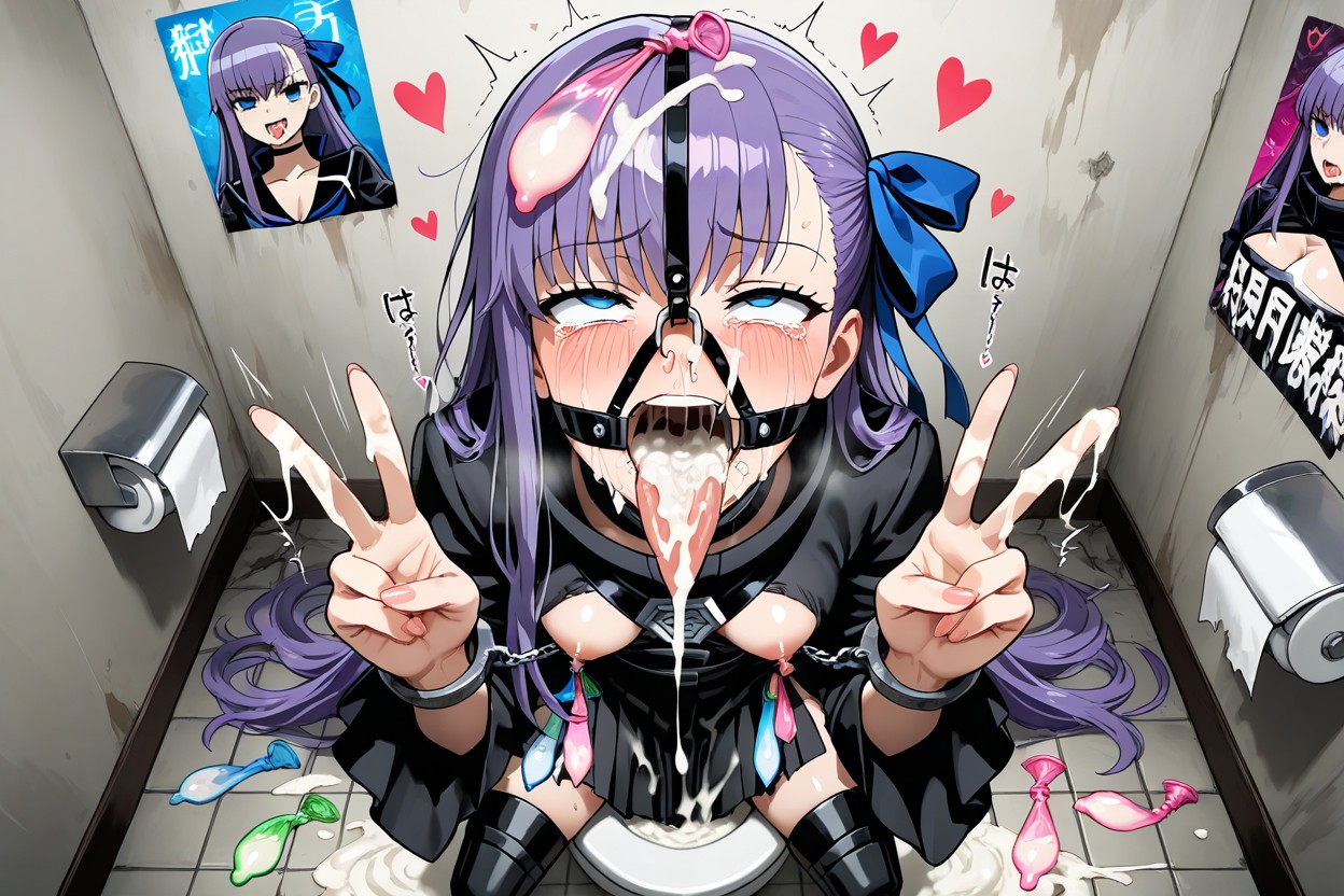 Excessive Cum Exploding From Nosehole, Used Condom On Floor, Shaking Motion Lines Hentai AI Porn