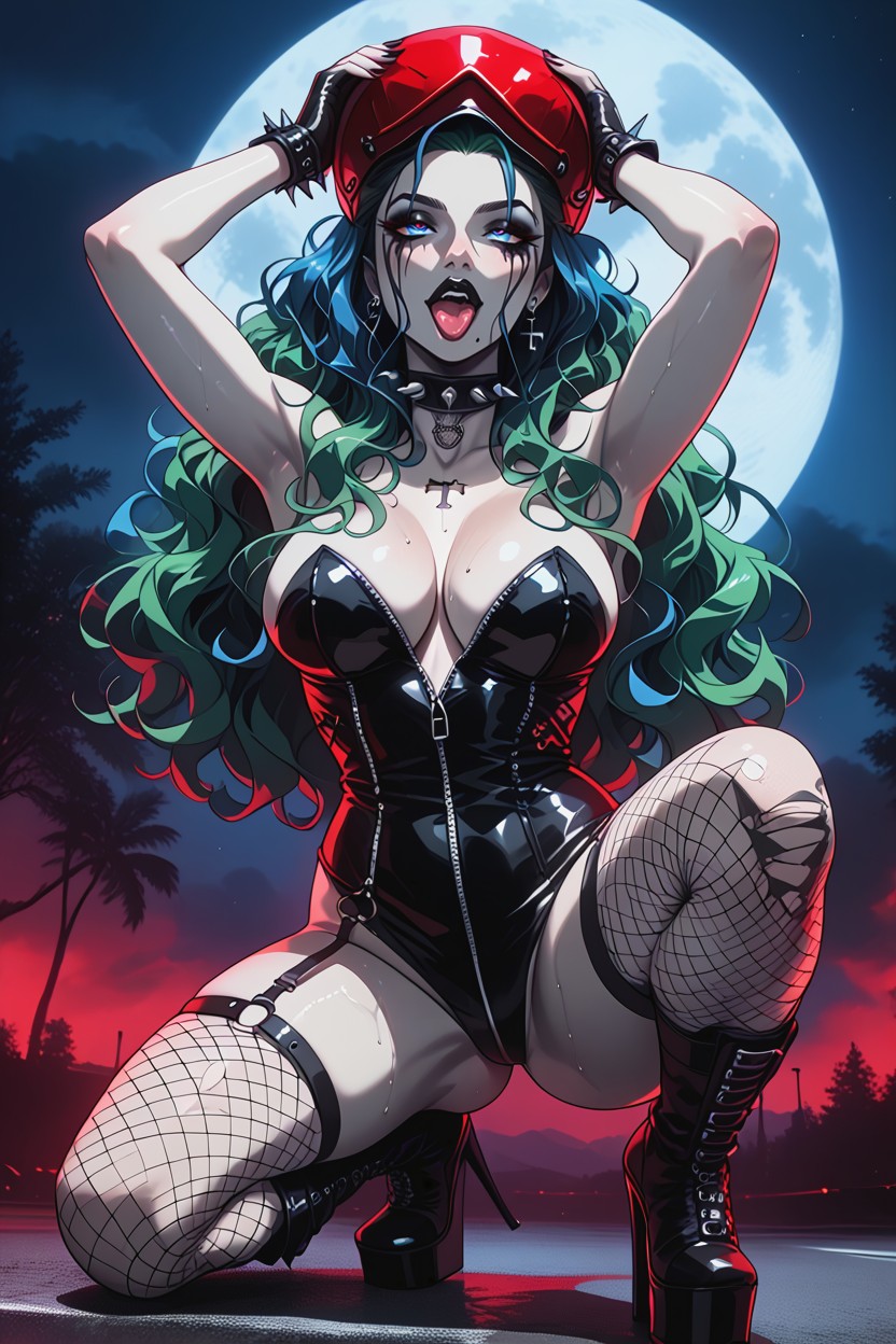 Standing Next To A Chopper Pose, 18+, Hungry And Rebellious Stare Hentai AI Porn