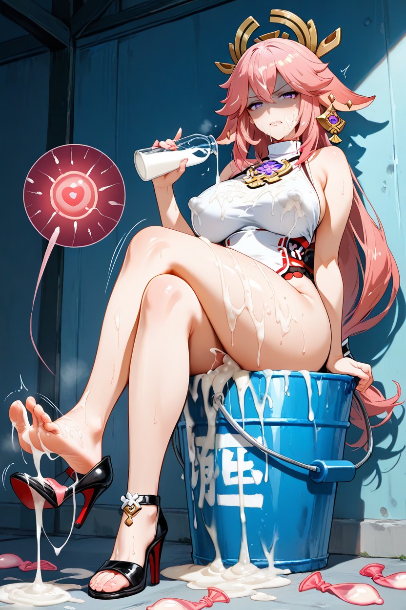 Drinking Semen, Glaring Scowl, Cum On Face Mouth Hair Hentai AI Porn