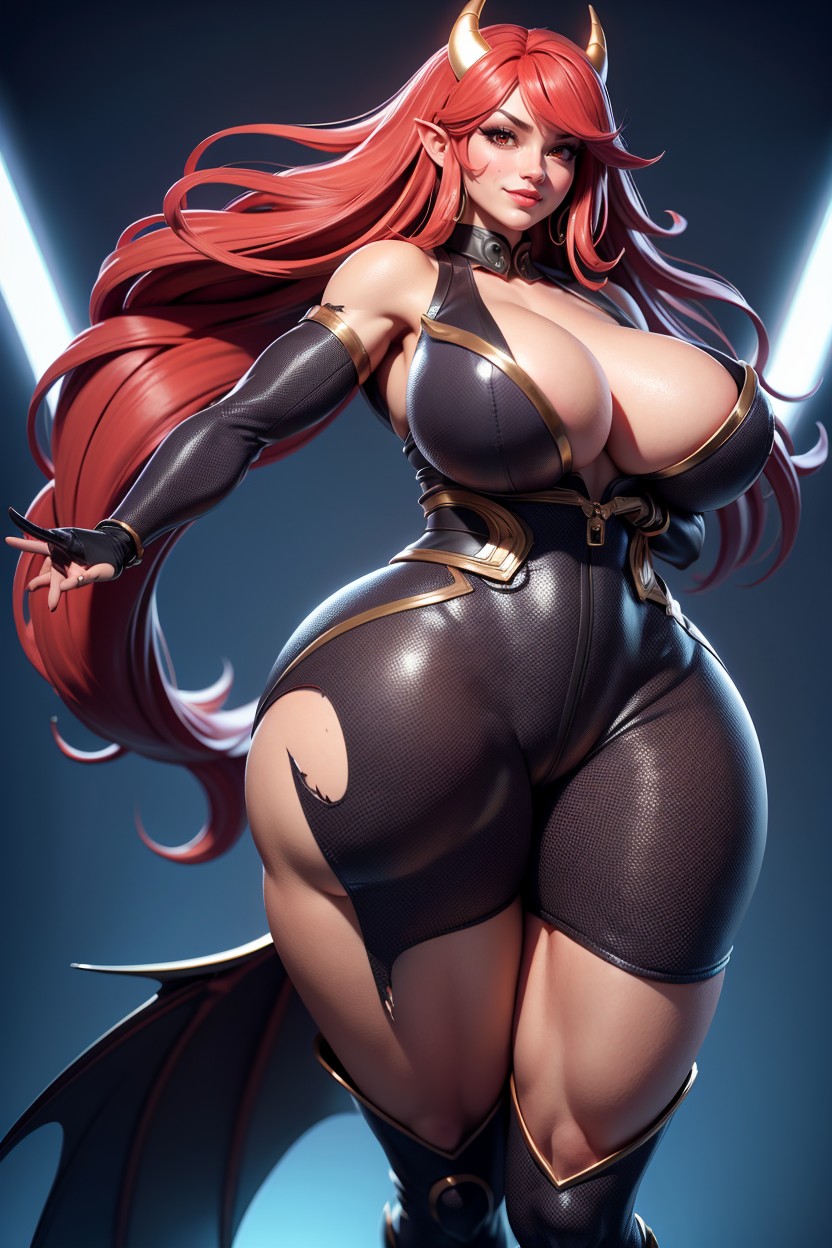 Four Breasts, Beautiful, Red Glowing Eyes Hentai AI Porn