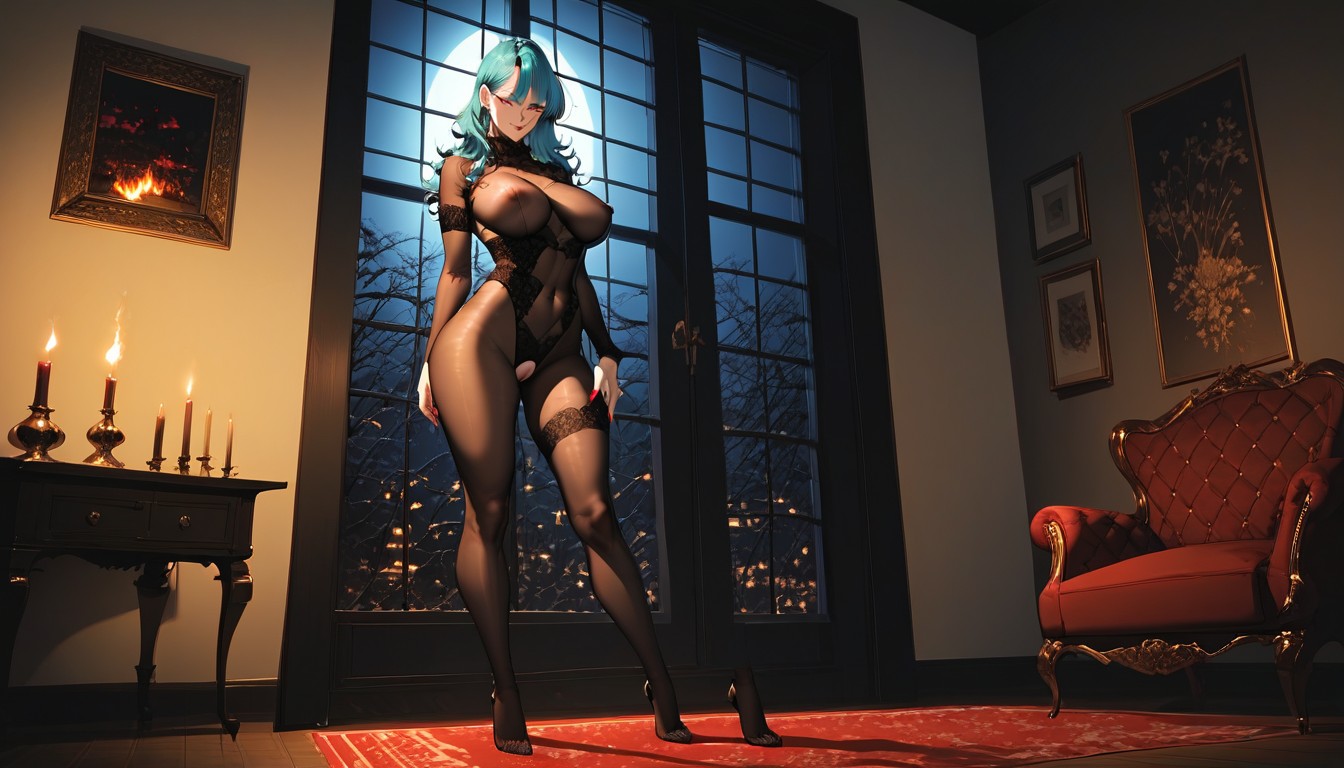 Perfect Image, See Through Fishnets, Indoors Hentai AI Porn
