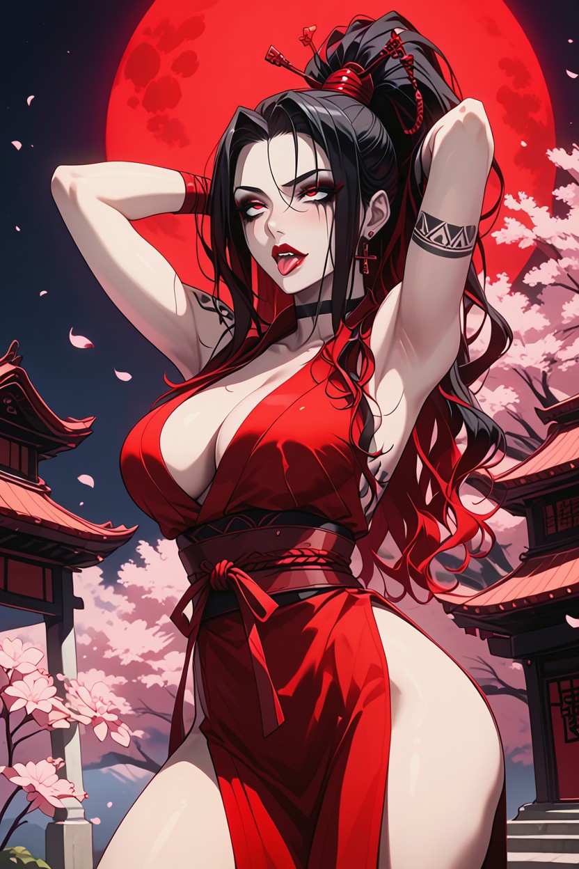Akane, High Side Slit, Dark Makeup Porno IA Hentai