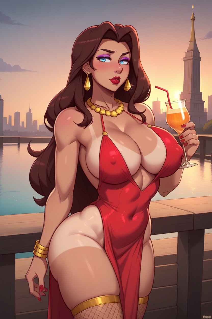 A Gold Bangle On Her Left Arm, Wide Hips, Depth ヘンタイAIポルノ