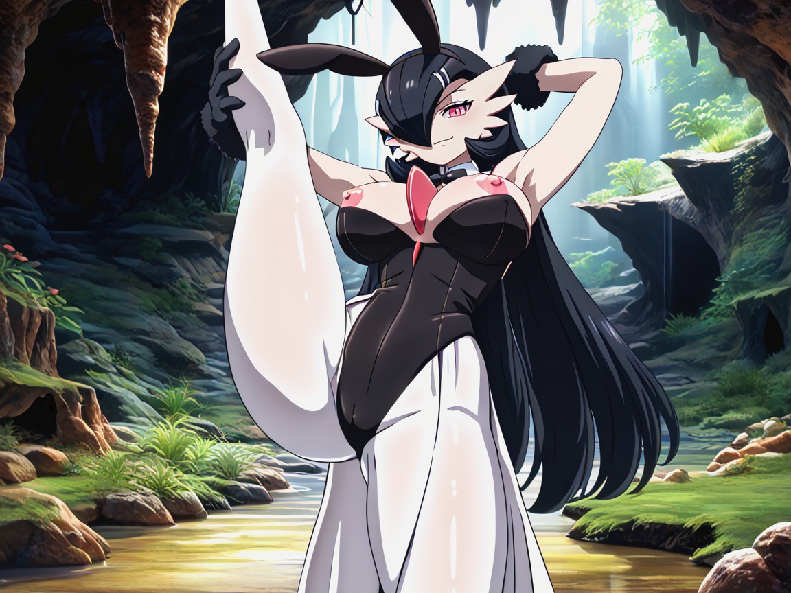 Pink Eyes, Long Hair, Front View Hentai AI Porn