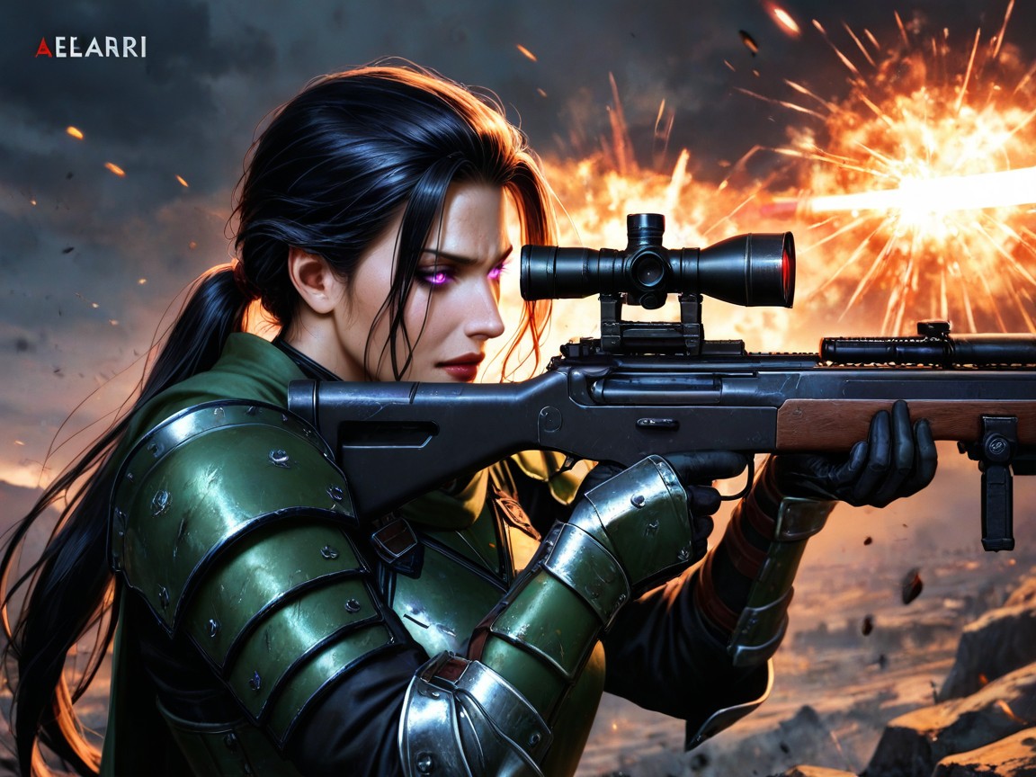 Beautiful, Bit, Holding Laser Rifle At The Ready AI黃漫