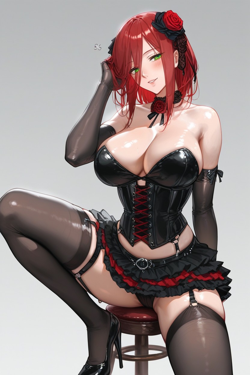 Layered Skirt, Middle Of Stomach Seen Behind Corset Straps, Excité Porno IA Hentai
