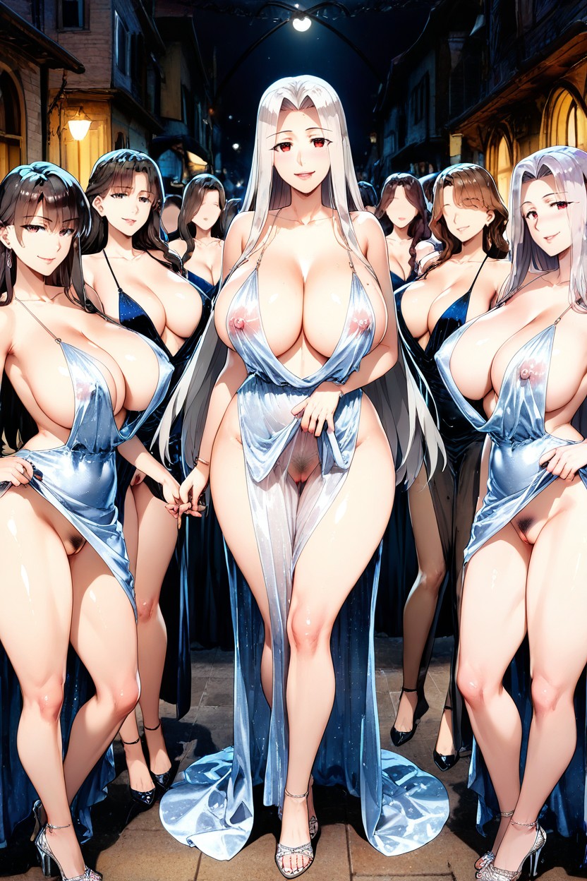 Harem, Cleavage, Street With Full Sluts Hentai AI Porn