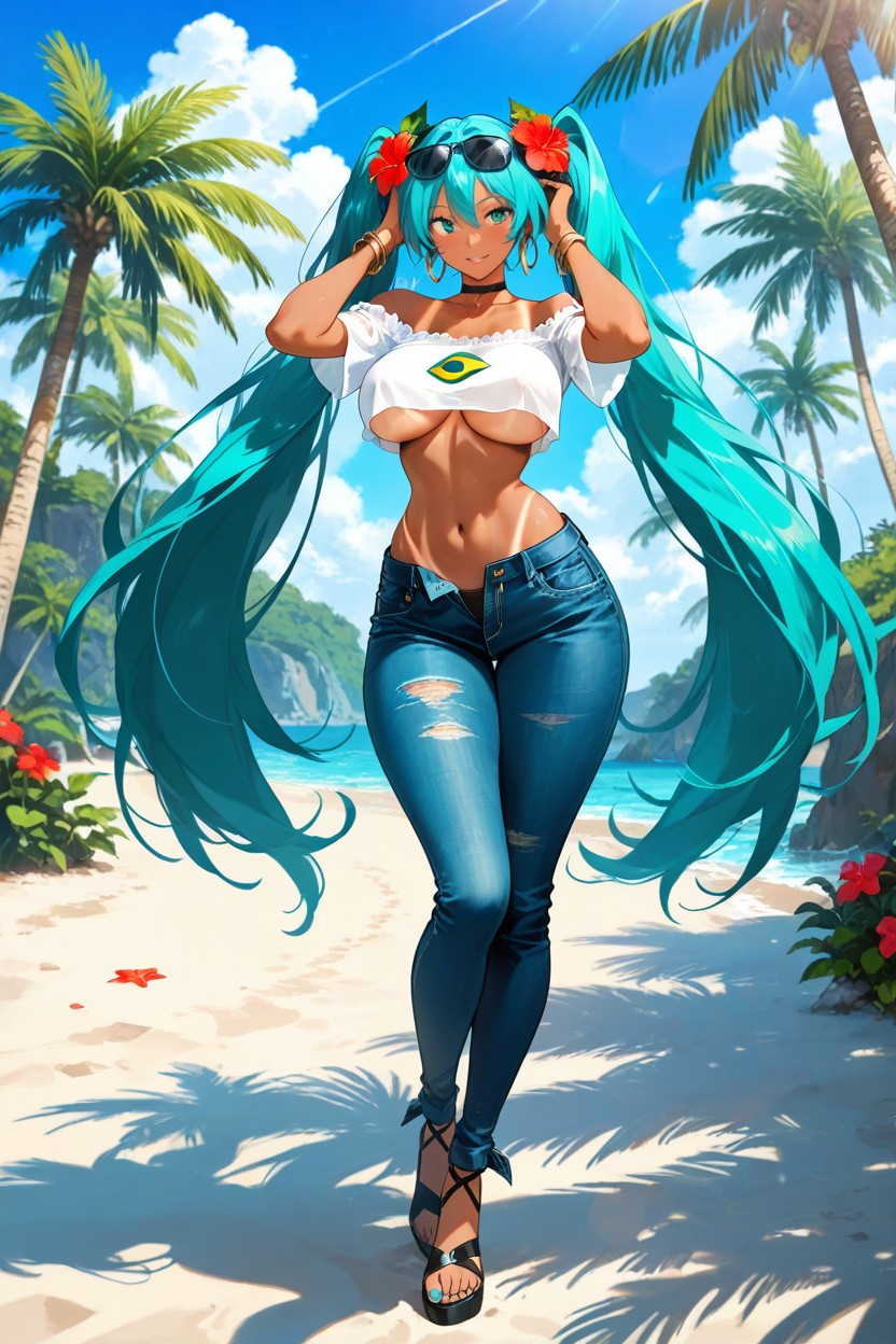 Hatsune Miku, Brazilian Miku, Tanned Skin Hentai AI Porn