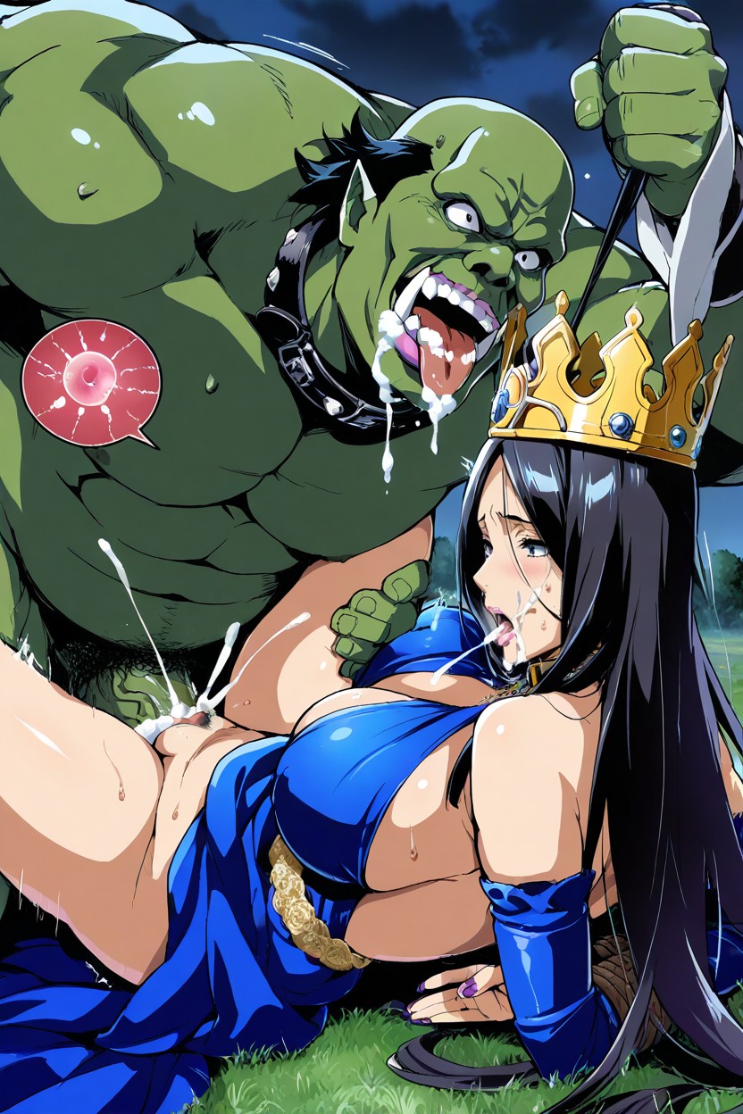 Queen’s Attire, Gigant Orcs Holding Woman, Purple Nails Hentai AI Porn
