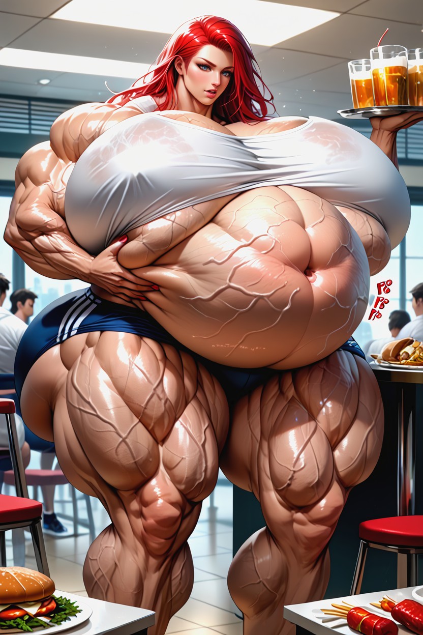 Huge Plates Of Food Everywhere, Muscle Expansion, Gigantic Breasts Hentai IA