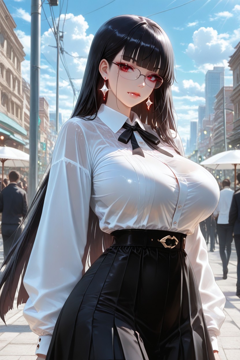 Ribbon, Holding Sunshade, A Realistic Realistic Look Hentai AI Porn