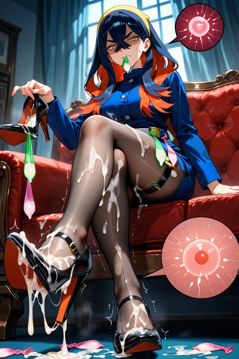 Condom, Holding A Used Condom In Hands, Heel Raised Hentai AI Porn