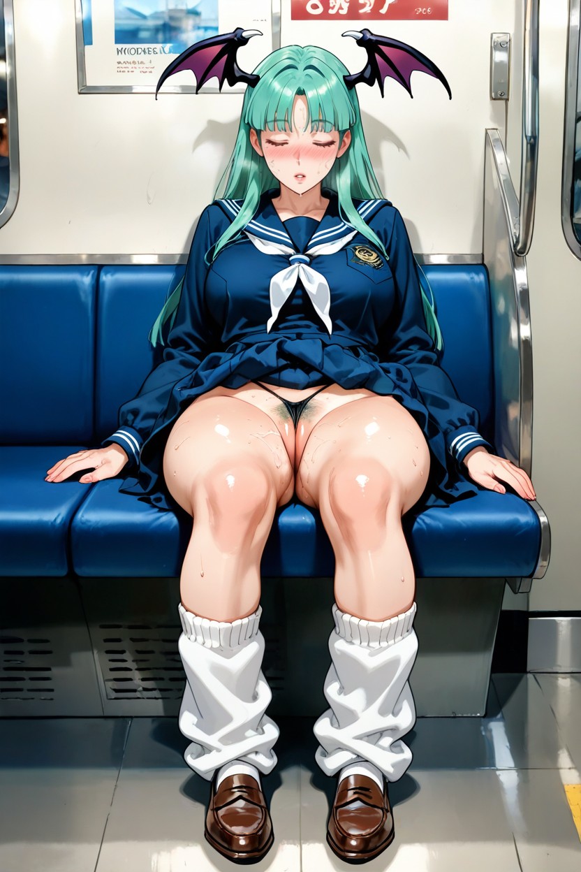 Nose Blush, Photograph Her Pussy, Sit With Her Back Against The Wall In A Subway Hentai AI Porn