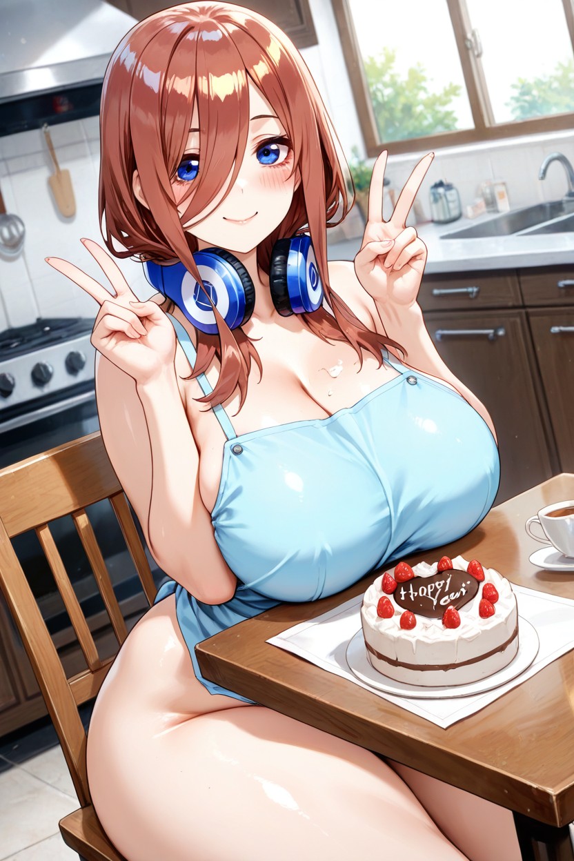 Kitchen, Happy, Brown Hair Hentai AI Porn