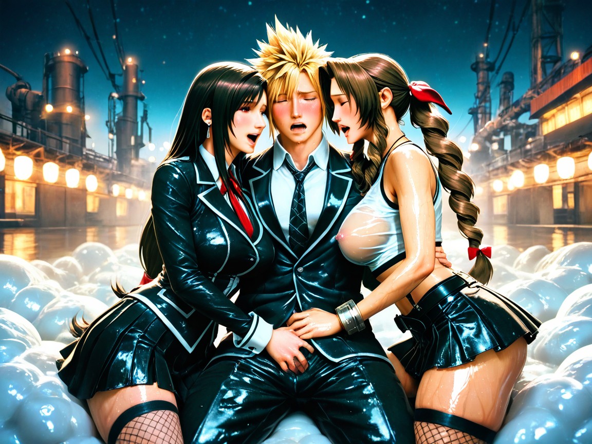Wearing Fishnet Stockings, Night, Vista Lateral Hentai IA
