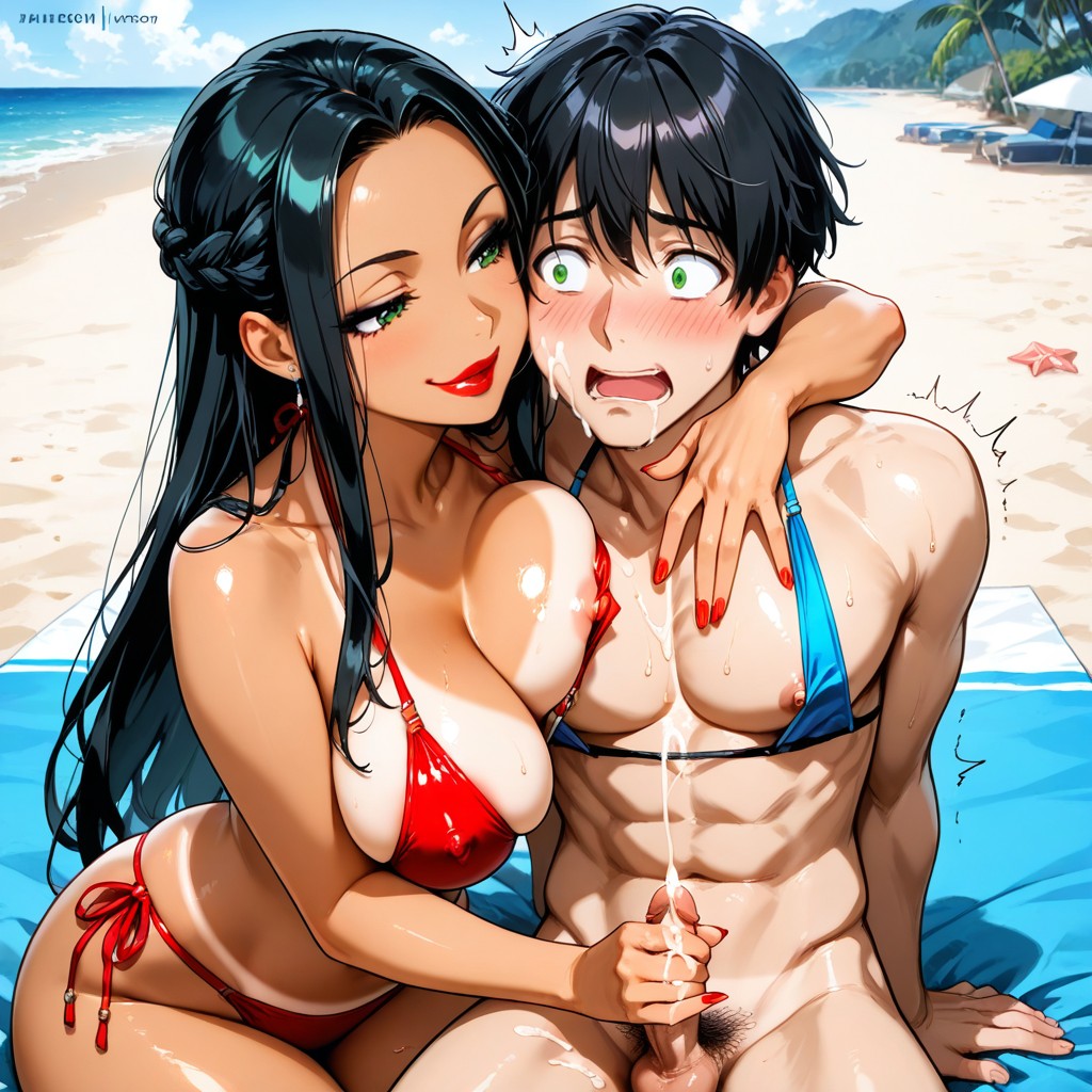 Cum, Super Long Hair, Red Lipstick Hentai AI Porn