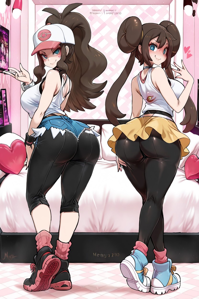 Black Socks, Pink Socks, Pink Heart-shaped Pillows Hentai IA