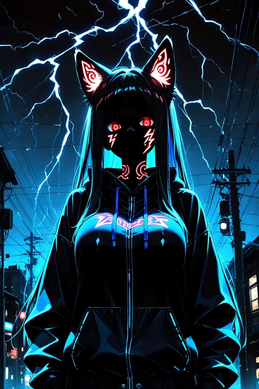 Girl, Spot Color, Red Eyes Hentai IA