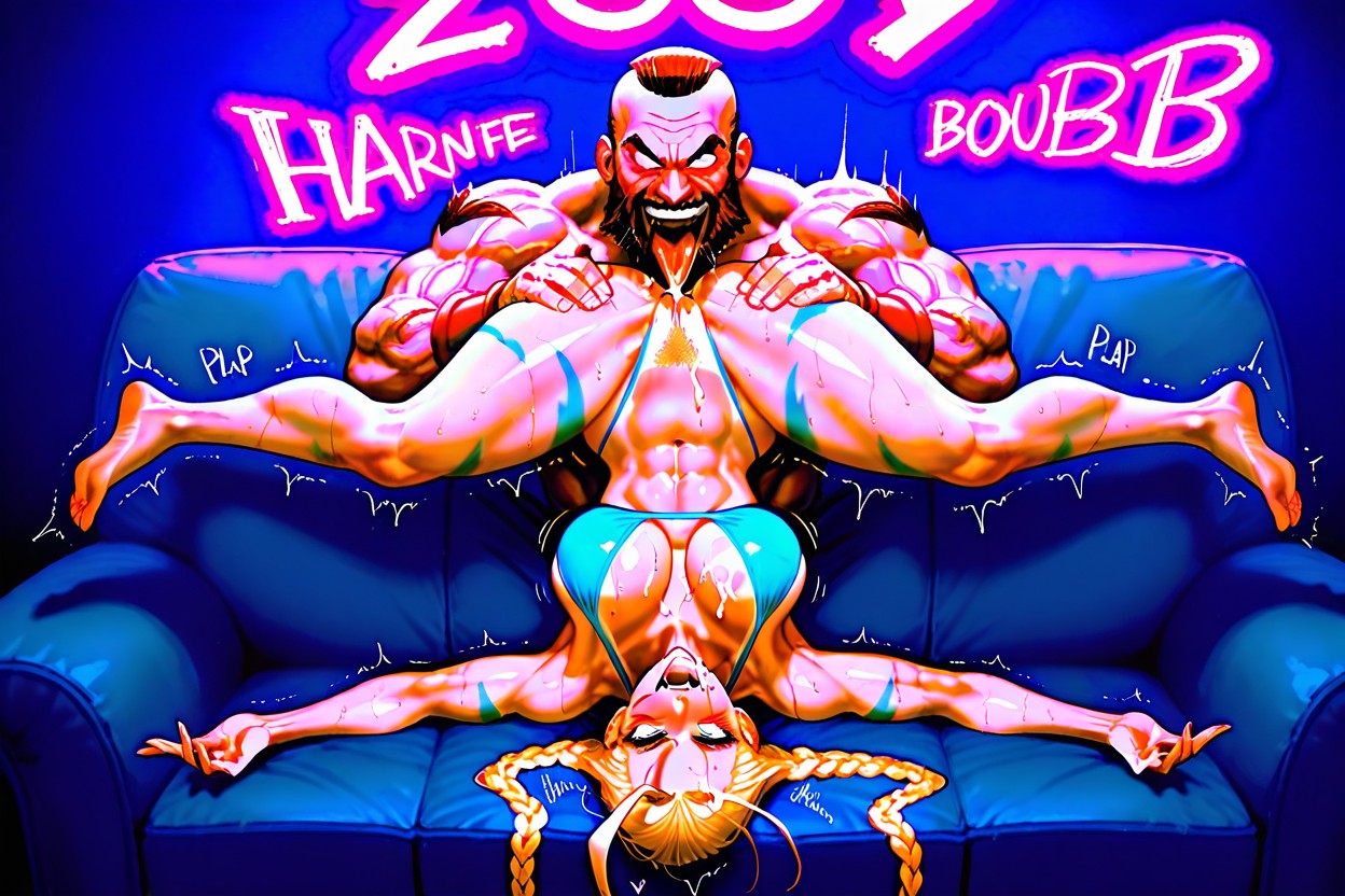 Zangief Holding By Cammy White Upside Down On Couch, Duo, Cammy White In Control Hentai IA