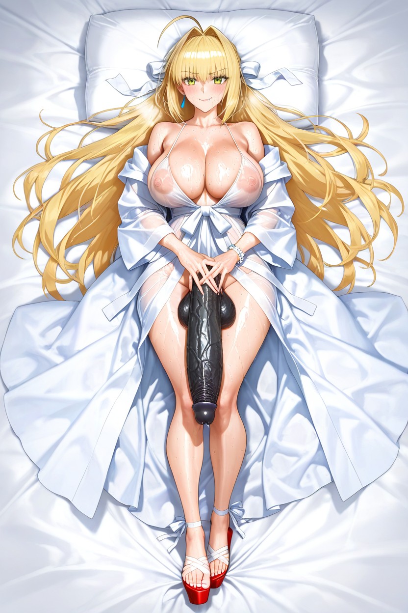 While White Ribbons And A Beaded Bracelet Accent Her, Dick, She Is Horny Hentai IA