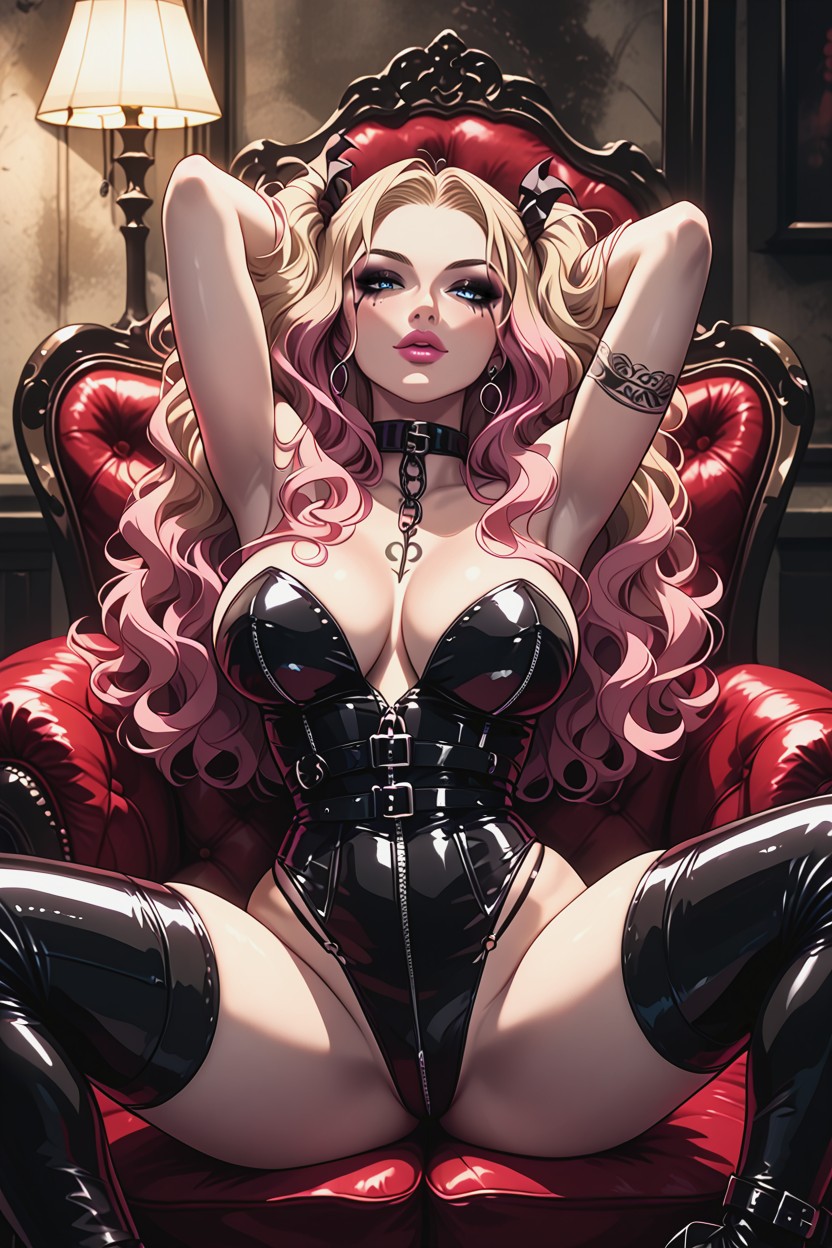 Unzipped On The Chest, Blue Eyes, Mouth Open In Pleasure Hentai IA