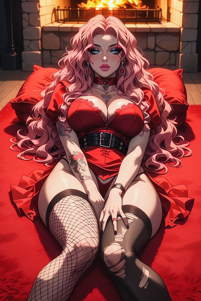 Tattoos, Red Platform Stiletto Heelsstill On, Blue Eyes Hentai IA